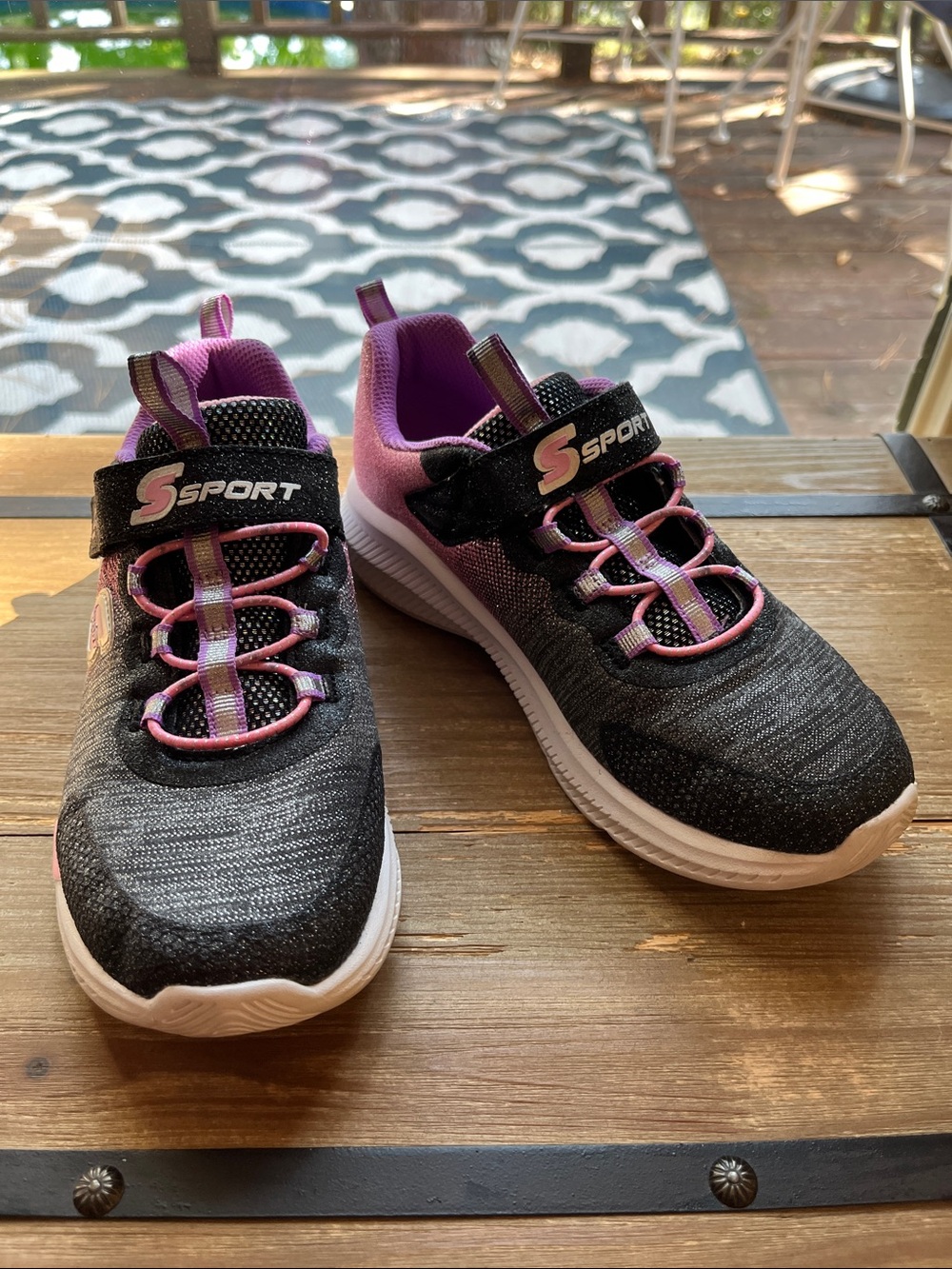 Skechers Black and Pink Kids Athletic Sneakers